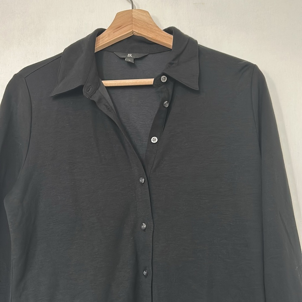 BANANA REPUBLIC WOMENS BLOUSE  BUTTON DOWN BLACK Sz SMALL - Picture 3 of 9